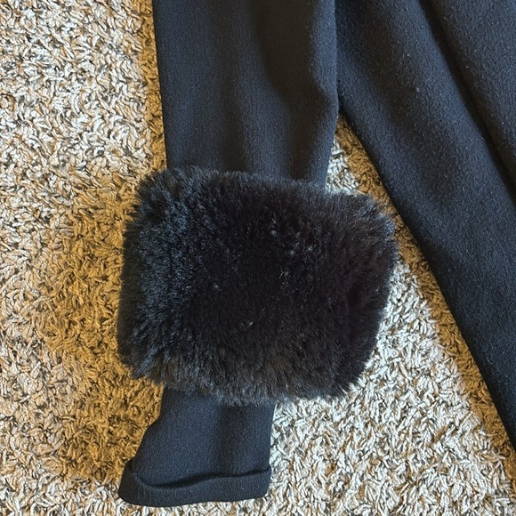 T Tahari Black Draped Open Front Faux Fur Trim Chic Size L - Picture 5 of 10